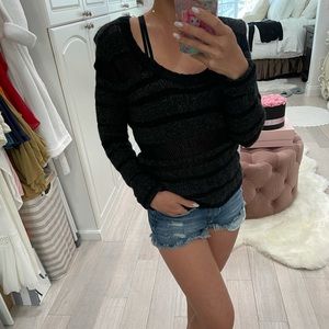 Black Grey Stripes Sweater
